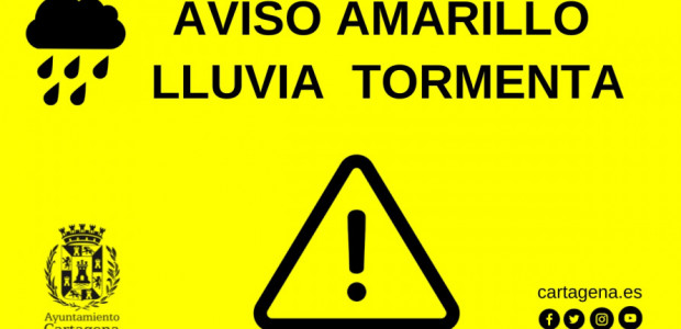 Aviso amarillo por lluvia y tormenta este lunes en Cartagena
